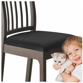 Stuhlsitzbezug Velours Schwarz