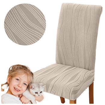 STUHLHUSSE JACQUARD – STRUKTURSTOFF MIT STREIFEN – CREME