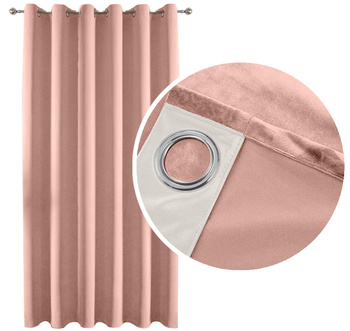 Velours Verdunkelungsvorhang 90% in Rosa 140x250 cm. Dicker Stoff, Gardine mit Ösen
