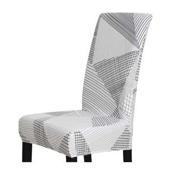 Stuhlbezüge mit Muster weißem, hellgrauem geometrischem