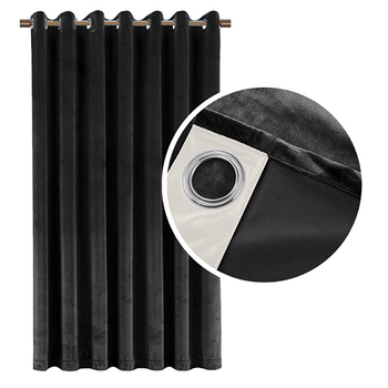 Velours Verdunkelungsvorhang 90% in Schwarz 140x250 cm. Dicker Stoff, Gardine mit Ösen