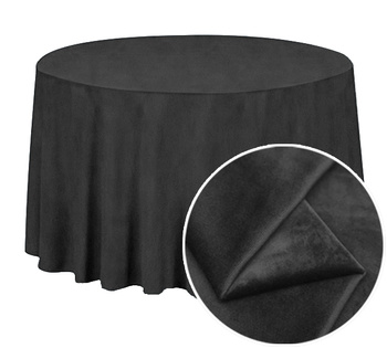 Tischdecke in schwarz, MATTER VELOURS, rund, mit einem Durchmesser von 320 cm