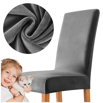 STUHLHUSSE VELOURS DUNKELGRAU