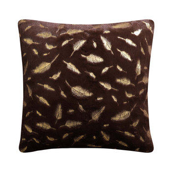 Dekorativer Kissenbezug Feder-Muster in BRAUN