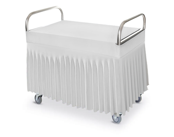 Tischdecke, Tischbezug für kellnerwagen 85cm mit skirting und volant WEISS