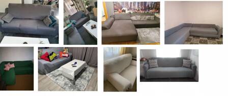 Sofabezug Schlafsofa 2 Personen grau Velours