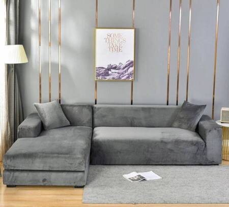 Sofabezug Schlafsofa 2 Personen grau Velours