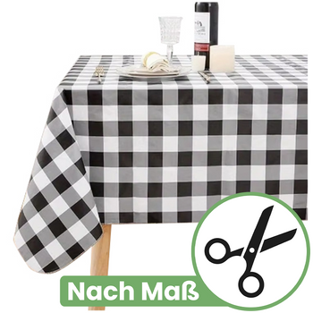 Tischdecke mit schwarzem Karo – nach Maß