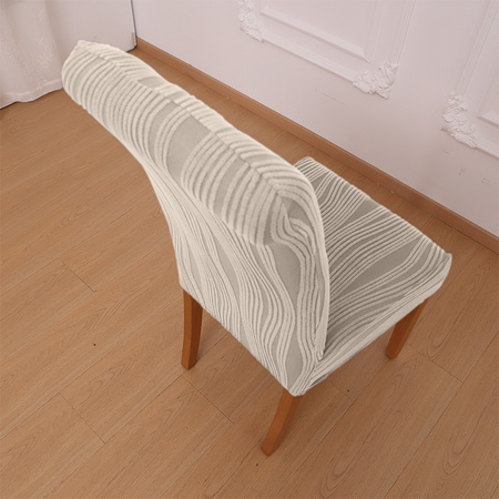 STUHLHUSSE JACQUARD – STRUKTURSTOFF MIT STREIFEN – CREME