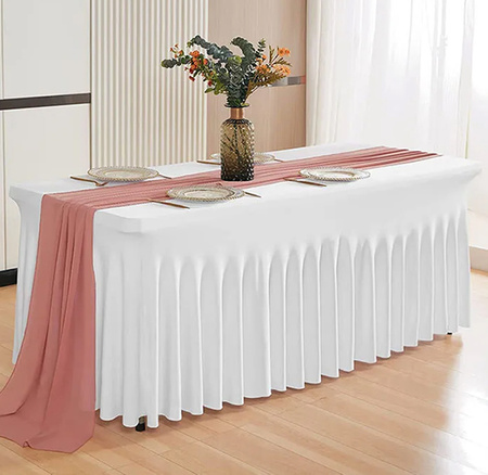 Tischtuch Rechteckig 200cm Mit Sockel, Schabracke, Weiss