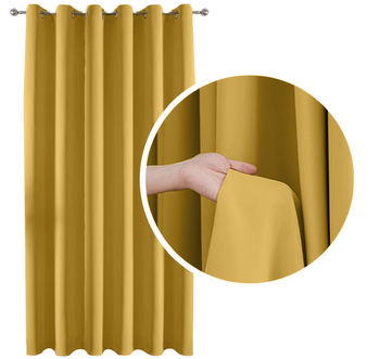 Glatter Verdunkelungsvorhang 90% in Honiggelb 140x250 cm.  Dicker Stoff, Gardine mit Ösen