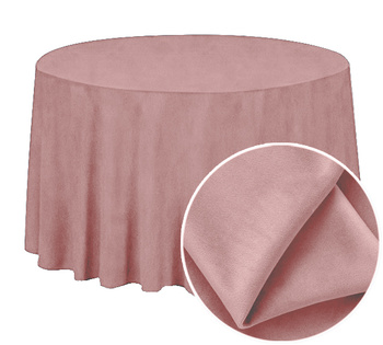Tischdecke in pudrigem Rosa, MATTER VELOURS, rund, mit einem Durchmesser von 320 cm