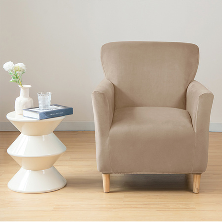 Bezug für Sessel in Größe S, Velours-Plüsch, BEIGE, CAPPUCCINO