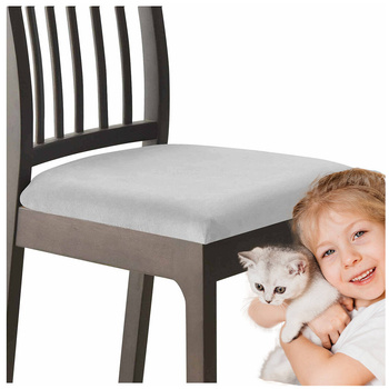 Stuhlsitzbezug Velours Hellgrau