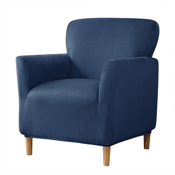 Bezug für Sessel in Größe S, Velours-Plüsch, MARINEBLAU