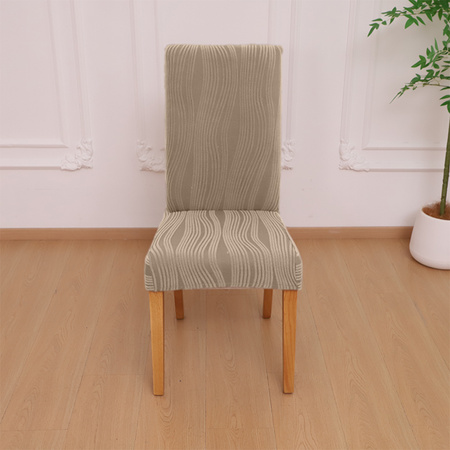 STUHLHUSSE JACQUARD – STRUKTURSTOFF MIT STREIFEN – BEIGE