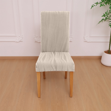 STUHLHUSSE JACQUARD – STRUKTURSTOFF MIT STREIFEN – CREME