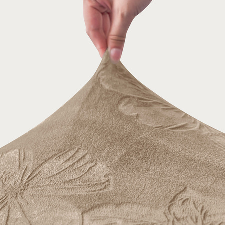 BEZUG für OHRENSESSEL Muster GEPRÄGTE HIBISKUSBLÜTEN VELOURS BEIGE
