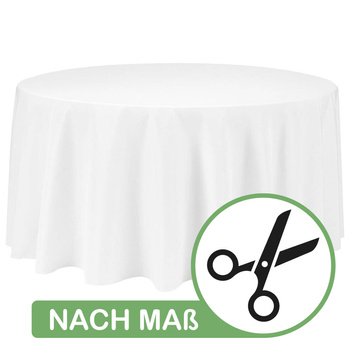 Runde Tischdecke NACH MAß – Farbe WEISS
