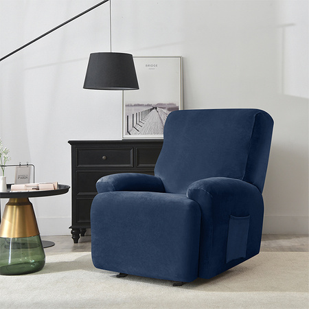 BEZUG für Sessel, 4-teilig, VELOURS Plüsch, MARINEBLAU