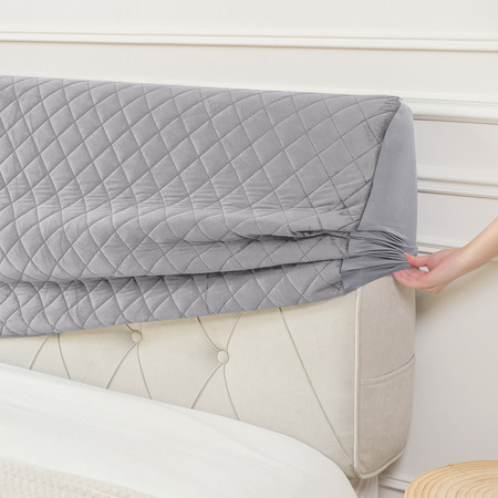 KOPFTEIL-HUSSE FÜR BETT GESTEPPT HELLGRAU