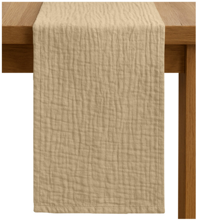 Zarter MUSSELIN-TISCHLÄUFER, beige 40×275 cm