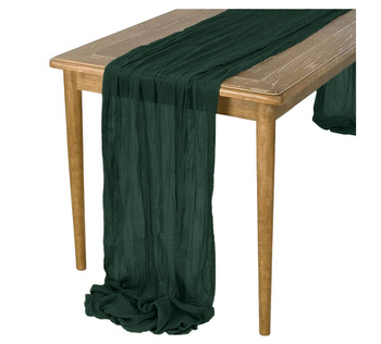 Zarter BOHO-Tischläufer aus Gaze, dunkelgrün, 90x300 cm