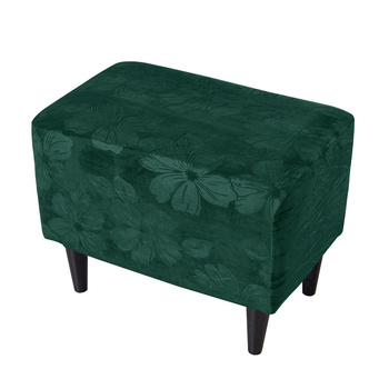 BEZUG für POUF / FUSSHOCKER GEPRÄGTES Blumenmuster VELOURS FLASCHENGRÜN