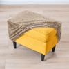 BEZUG für POUF / FUSSHOCKER MUSTER GEPRÄGTE PALMENBLÄTTER VELOURS BEIGE
