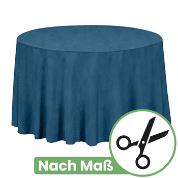Runde Tischdecke nach Maß, matter Velours, Blau
