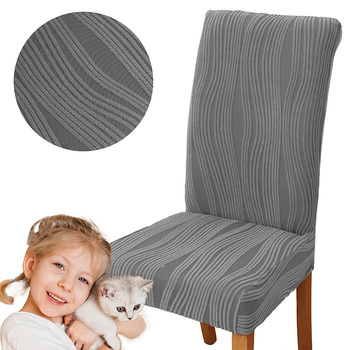 STUHLHUSSE JACQUARD – STRUKTURSTOFF MIT STREIFEN – DUNKELGRAU