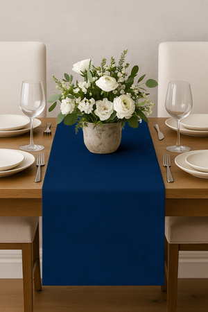VELOURS Tischläufer MARINEBLAU 40x275 cm