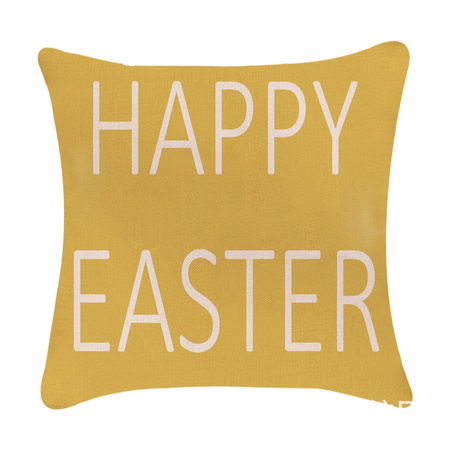 KISSENBEZUG Elegantes, gelbes Design mit dem Schriftzug "Happy Easter"