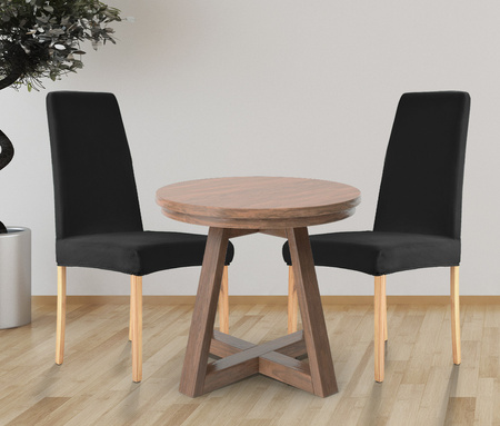 BEZUG für Stuhl mit schmaler Rückenlehne, DICKER VELOURS, SCHWARZ