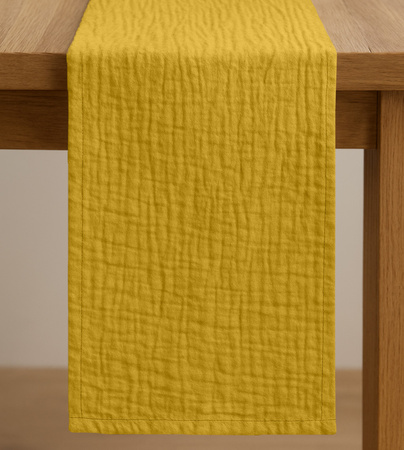 Zarter MUSSELIN-TISCHLÄUFER, senfgelb 40×275 cm