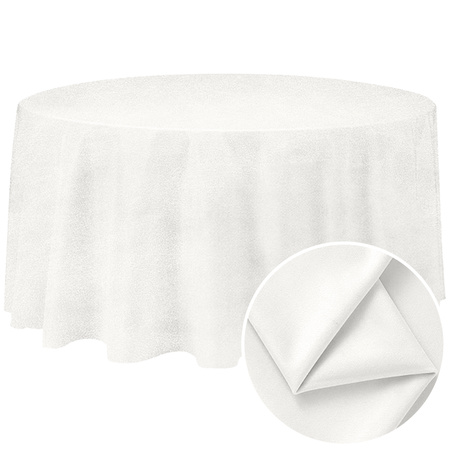 Runde Tischdecke nach Maß, matter Velours, Milchweiß