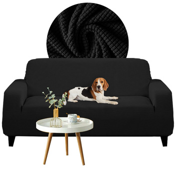 Bezug für ein Sofa, 2-Sitzer Sofa, Länge 145-185 cm, jacquard, schwarz