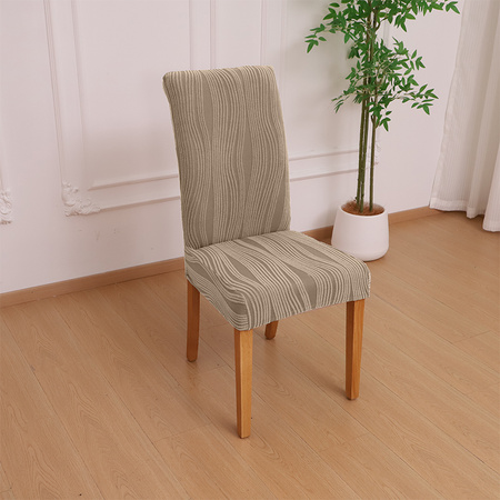 STUHLHUSSE JACQUARD – STRUKTURSTOFF MIT STREIFEN – BEIGE