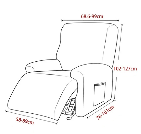 BEZUG für Sessel, 4-teilig, VELOURS Plüsch, MARINEBLAU