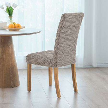 STUHLHUSSE geprägte Rauten Jacquard DICK BEIGE CAPPUCCINO