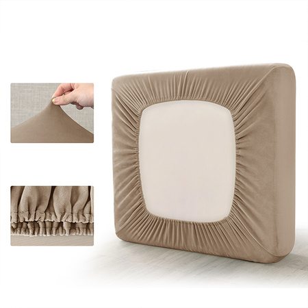 Sofa sitzkissenbezug, Velours, Beige, Cappuccino 150-190 cm