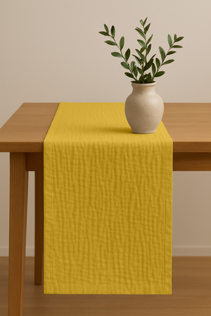 Zarter MUSSELIN-TISCHLÄUFER, senfgelb 40×275 cm