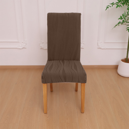 STUHLHUSSE JACQUARD – STRUKTURSTOFF MIT STREIFEN – BRAUN