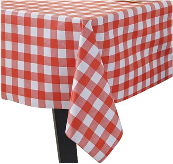 Tischdecke im roten Karomuster, rechteckig 140x240 cm