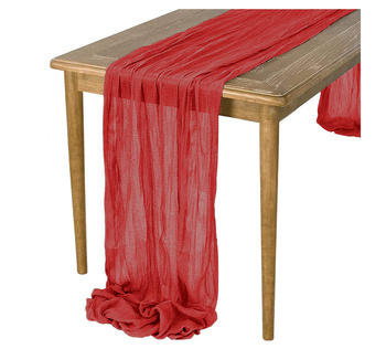 Zarter BOHO-Tischläufer aus Gaze, rot, 90x300 cm