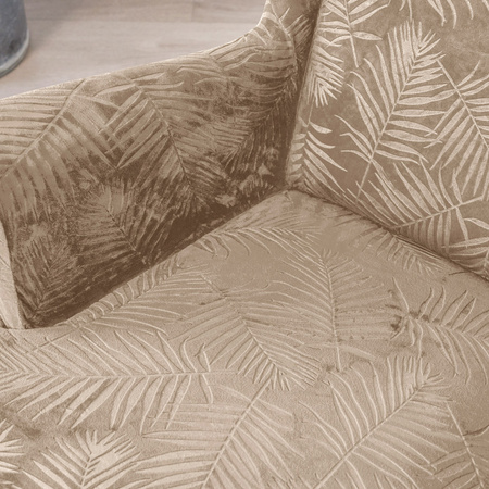 BEZUG für OHRENSESSEL Muster GEPRÄGTE PALMENBLÄTTER VELOURS BEIGE