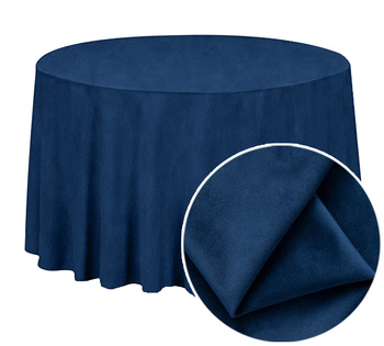 Tischdecke in marineblau, MATTER VELOURS, rund, mit einem Durchmesser von 320 cm