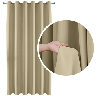 Glatter Verdunkelungsvorhang 90% in Beige 140x250 cm. Dicker Stoff,  Gardine mit Ösen