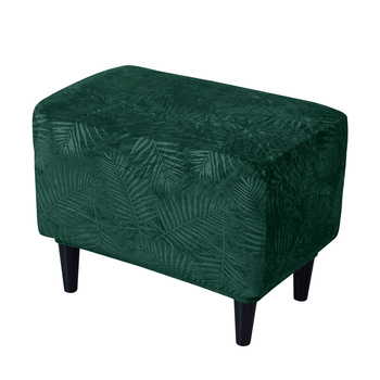 BEZUG für POUF / FUSSHOCKER MUSTER GEPRÄGTE PALMENBLÄTTER VELOURS FLASCHENGRÜN