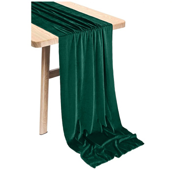 Zarter VELOURS-Tischläufer, velours, Dunkelgrün, 40x275 cm